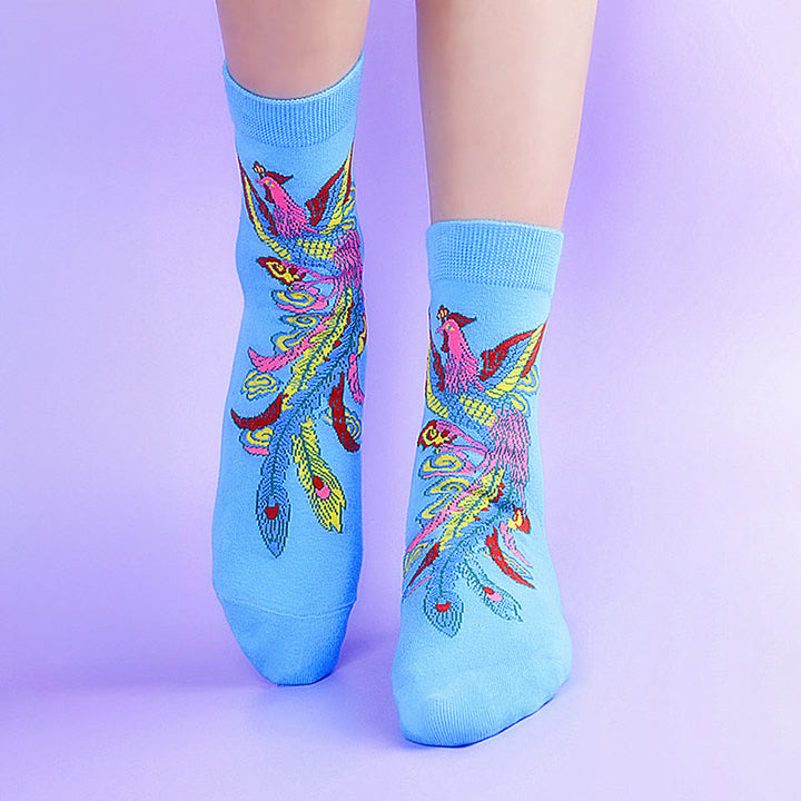 3 pares de calcetines casuales multicolores Phoenix Quarter para mujer de Buddha Stones - 3 pares de azules - SM (US. 5,5-8,5, EU 36-40, UK/AU 3,5-6,5, AISA 23-25 ​​cm) - image 10
