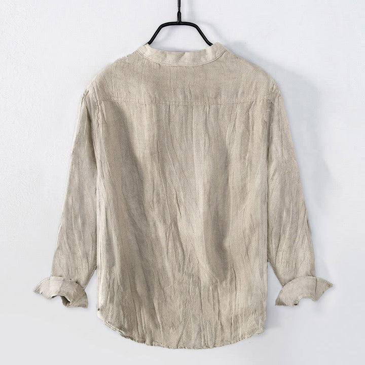 Camisa de manga larga con botones y estampado de Buddha Stones, de algodón y lino, para hombre - image 17