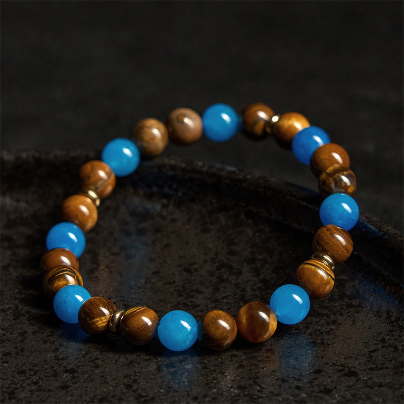 Pulsera de motivación con cuentas espaciadoras de ojo de tigre y apatita de Buddha Stones - image 2