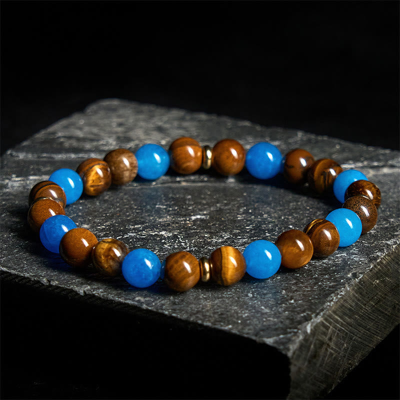 Pulsera de motivación con cuentas espaciadoras de ojo de tigre y apatita de Buddha Stones - image 1