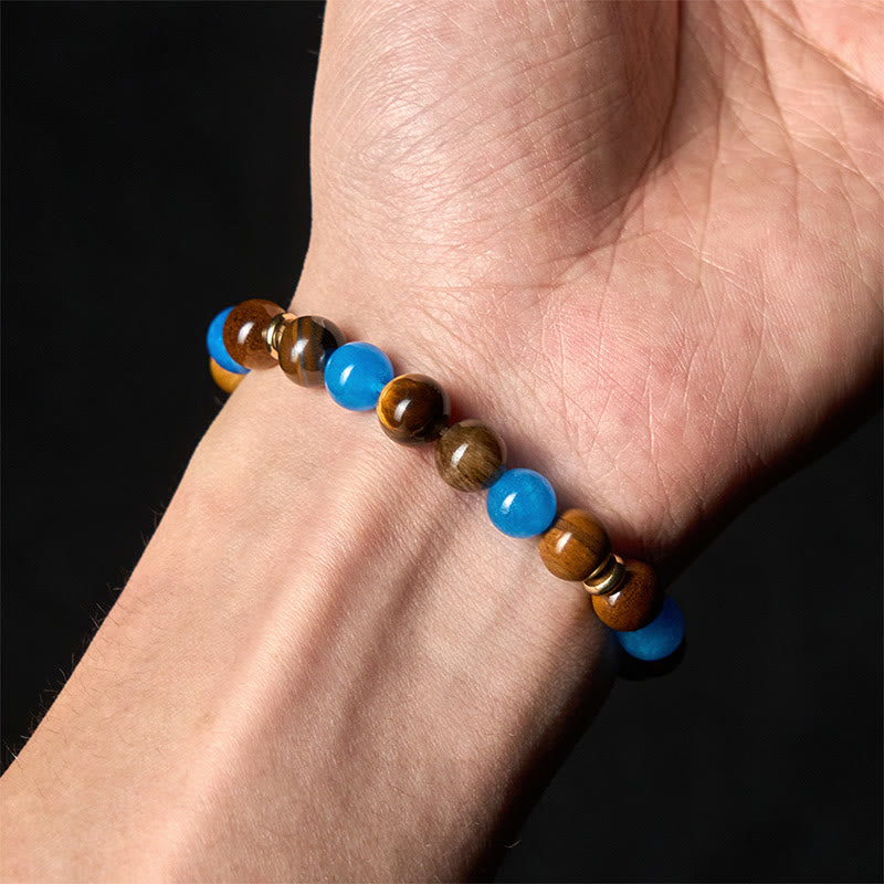 Pulsera de motivación con cuentas espaciadoras de ojo de tigre y apatita de Buddha Stones - image 4