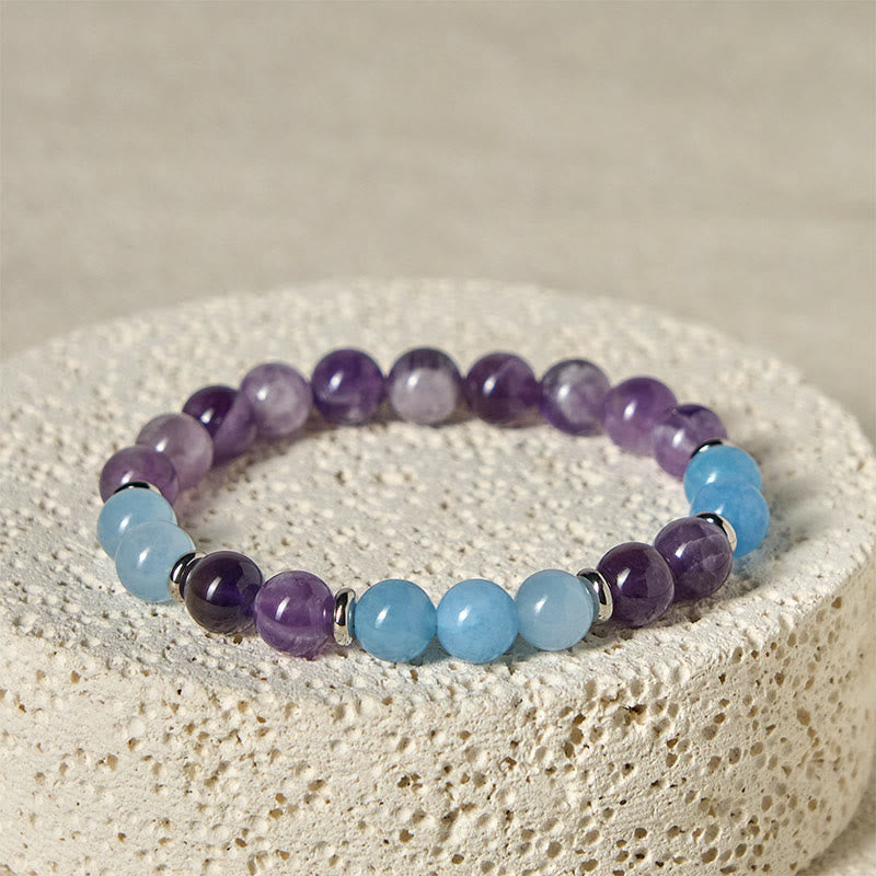 Pulsera de la paz con cuentas espaciadoras de amatista y aguamarina de Buddha Stones - image 3