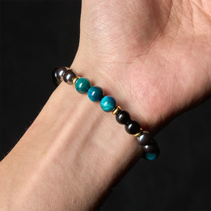 Pulsera de equilibrio con cuentas de ojo de tigre azul natural de Buddha Stones - image 4