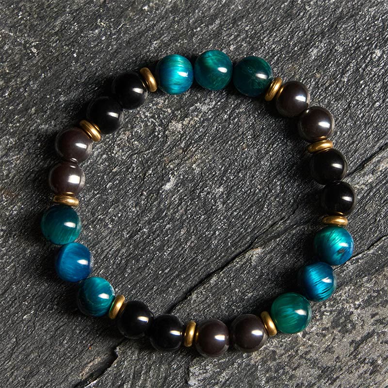 Pulsera de equilibrio con cuentas de ojo de tigre azul natural de Buddha Stones - Ojo de tigre azul (circunferencia de la muñeca: 19-22 cm) - image 0