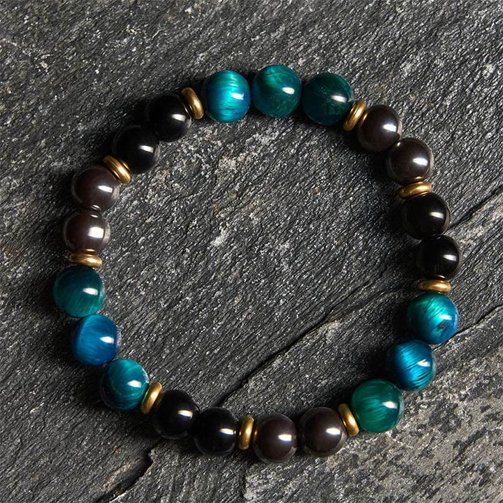 Pulsera de equilibrio con cuentas de ojo de tigre azul natural de Buddha Stones - Ojo de tigre azul (circunferencia de la muñeca: 19-22 cm) - image 0