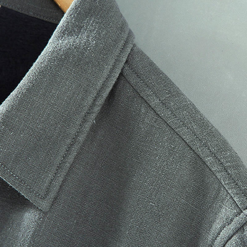Chaqueta térmica de manga larga Buddha Stones para hombre, de lino y ramio, con forro polar y bolsillos. - image 5