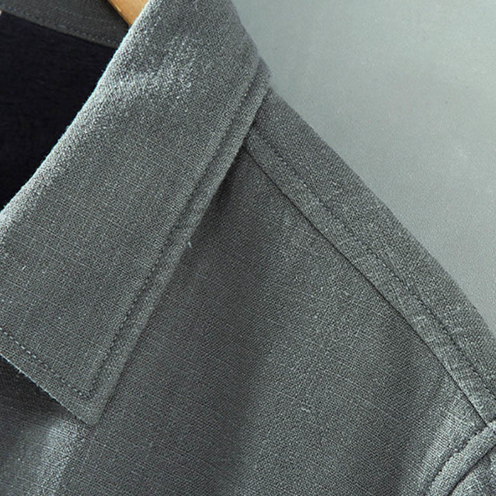 Chaqueta térmica de manga larga Buddha Stones para hombre, de lino y ramio, con forro polar y bolsillos. - image 5