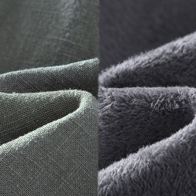Chaqueta térmica de manga larga Buddha Stones para hombre, de lino y ramio, con forro polar y bolsillos. - image 17