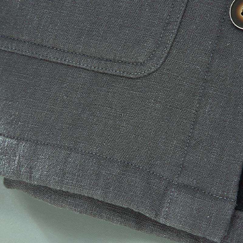 Chaqueta térmica de manga larga Buddha Stones para hombre, de lino y ramio, con forro polar y bolsillos. - image 10
