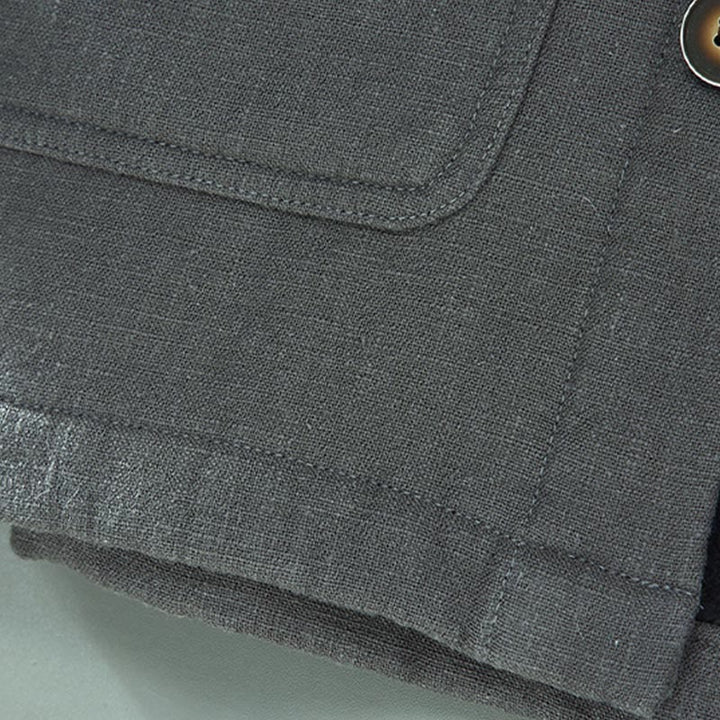 Chaqueta térmica de manga larga Buddha Stones para hombre, de lino y ramio, con forro polar y bolsillos. - image 10