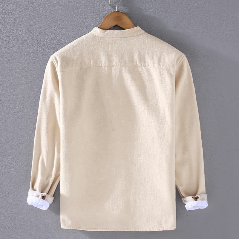 Chaqueta térmica de algodón ramio con forro polar y manga larga con cuello alto y bolsillos de Buddha Stones para hombre - image 5