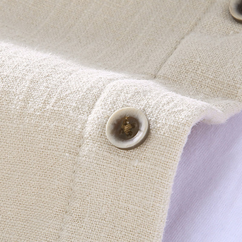 Chaqueta térmica de manga larga con cuello alto, forrada de felpa y de ramio-algodón con bolsillos para hombre de Buddha Stones. - image 8