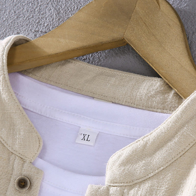 Chaqueta térmica de algodón ramio con forro polar y manga larga con cuello alto y bolsillos de Buddha Stones para hombre - image 6