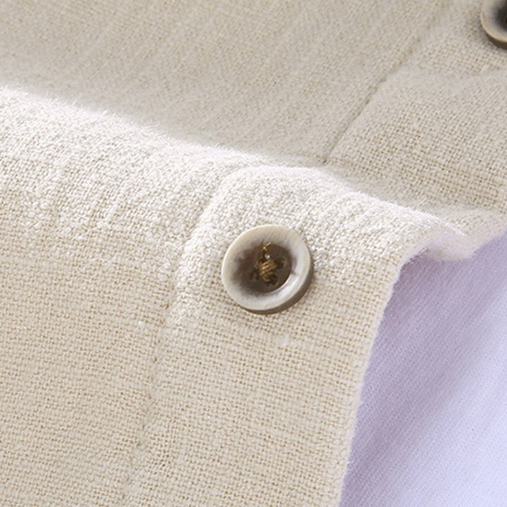 Chaqueta térmica de algodón ramio con forro polar y manga larga con cuello alto y bolsillos de Buddha Stones para hombre - image 8