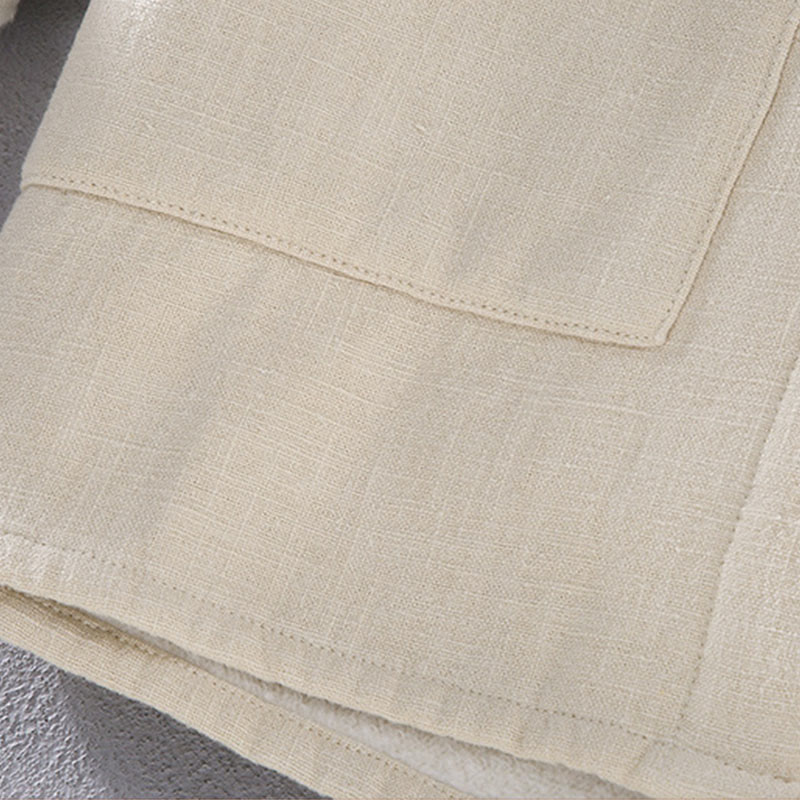 Chaqueta térmica de manga larga con cuello alto, forrada de felpa y de ramio-algodón con bolsillos para hombre de Buddha Stones. - image 11