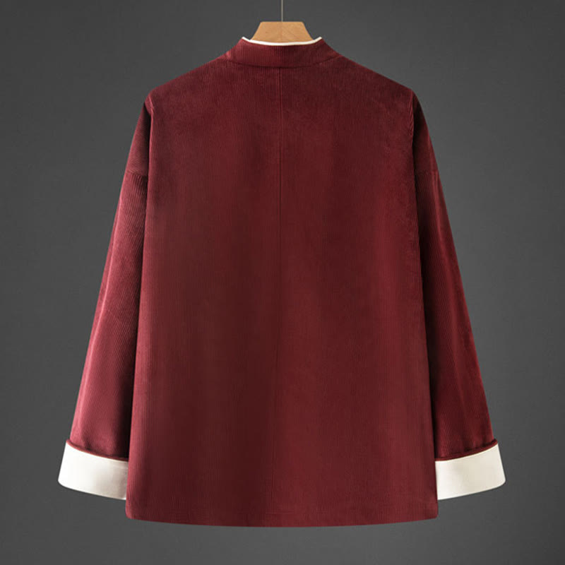 Chaqueta de algodón de manga larga con cuello mandarín y botones de rana para hombre de Buddha Stones, traje Tang con bolsillos - image 9