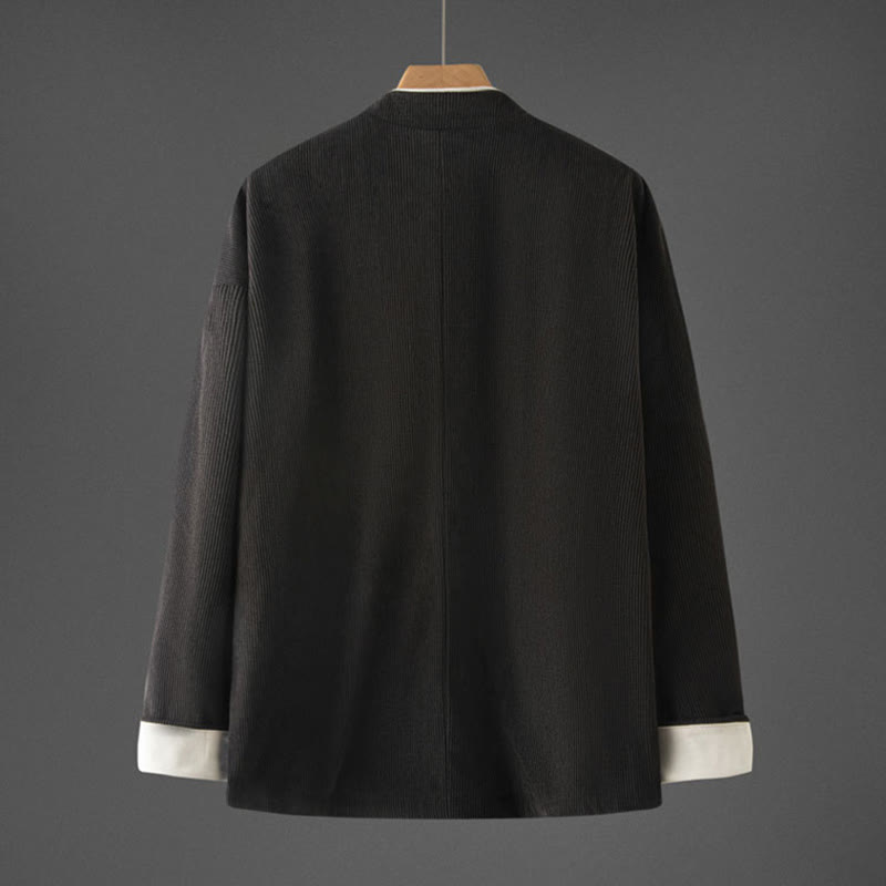 Chaqueta de algodón de manga larga con cuello mandarín y botones de rana para hombre de Buddha Stones, traje Tang con bolsillos - image 11