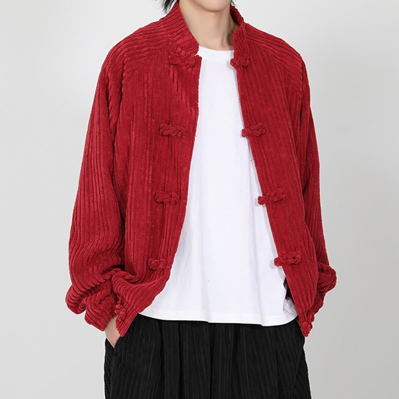 Chaqueta de pana de algodón de manga larga con botones de rana y bolsillos para hombre de Buddha Stones - image 8