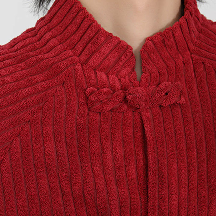 Chaqueta de pana de algodón de manga larga con botones de rana y bolsillos para hombre de Buddha Stones - image 14