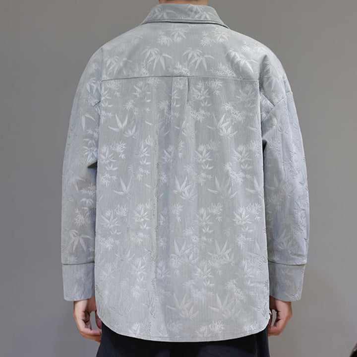 Chaqueta de traje Tang de algodón para hombre, de manga larga, con botones de rana y estampado de hojas y jacquard de Buddha Stones - image 11