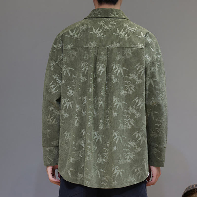 Chaqueta de traje Tang de algodón para hombre, de manga larga, con botones de rana y estampado de hojas y jacquard de Buddha Stones - image 20