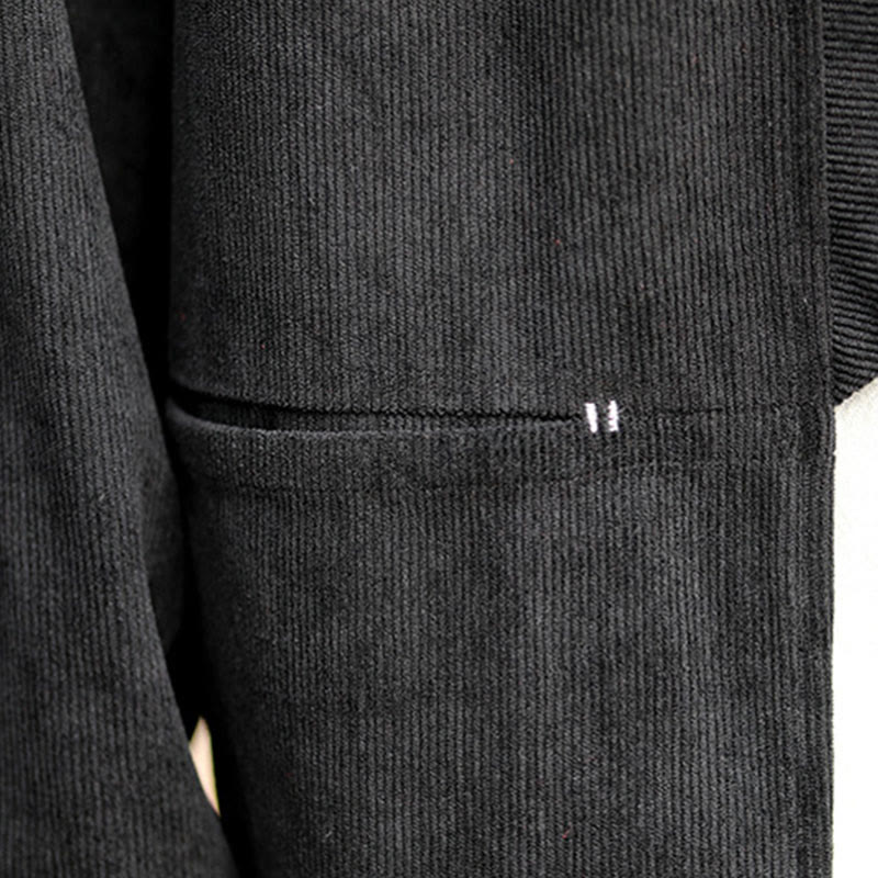 Chaqueta estilo kimono de pana de algodón para hombre, de manga larga, color liso , con bolsillos y abertura frontal. - image 21