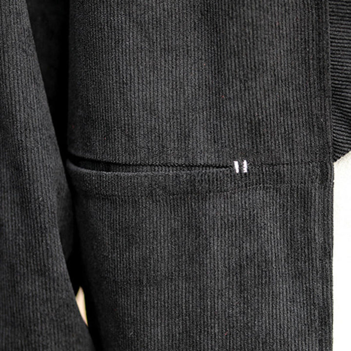 Chaqueta estilo kimono de pana de algodón para hombre, de manga larga, color liso , con bolsillos y abertura frontal. - image 21