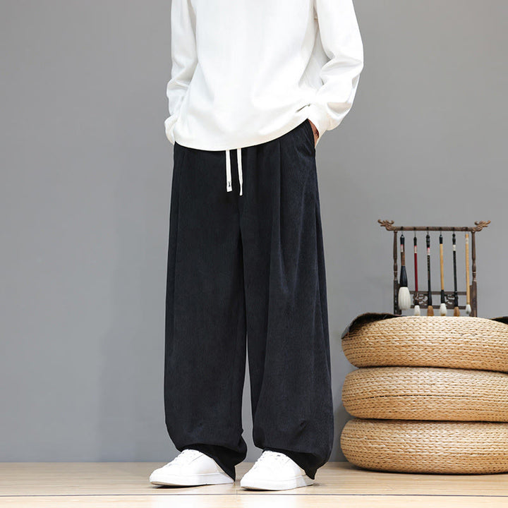 Pantalones harén de pana de algodón puro con bolsillos y diseño de Buddha Stones para hombre. - image 28