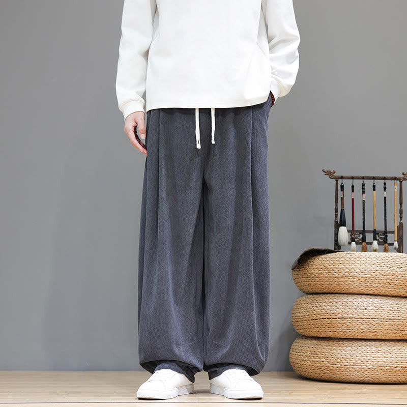 Pantalones harén de pana de algodón puro con bolsillos y diseño de Buddha Stones para hombre. - Gris pizarra claro - US/UK/AU46, EU56 (5XL) - image 10