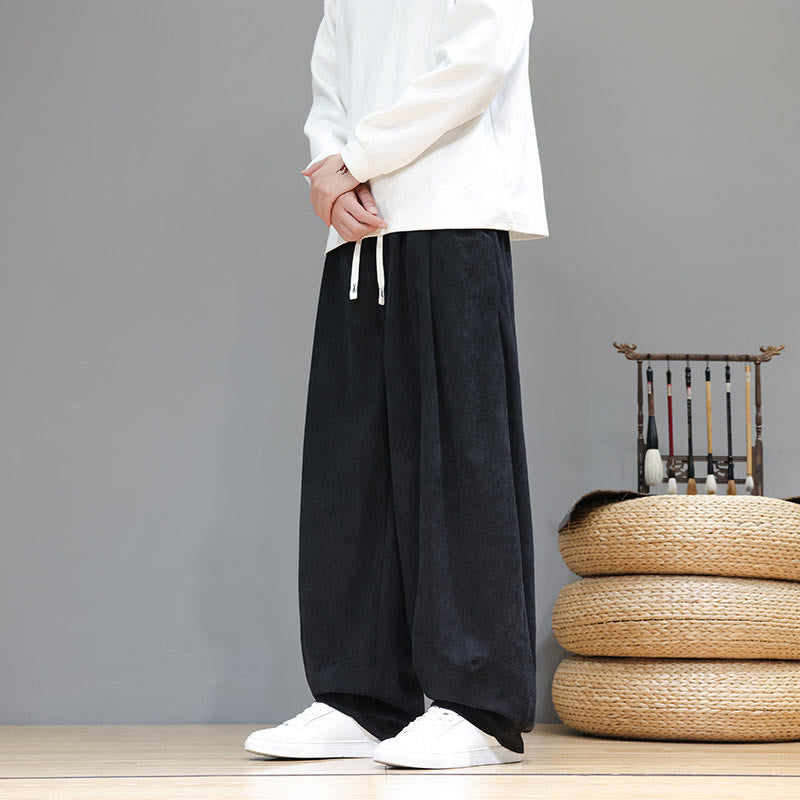 Pantalones harén de pana de algodón puro con bolsillos y diseño de Buddha Stones para hombre. - image 26