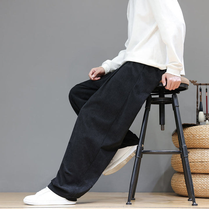 Pantalones harén de pana de algodón puro con bolsillos y diseño de Buddha Stones para hombre. - image 33