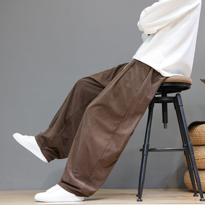 Pantalones harén de pana de algodón puro con bolsillos y diseño de Buddha Stones para hombre. - image 9
