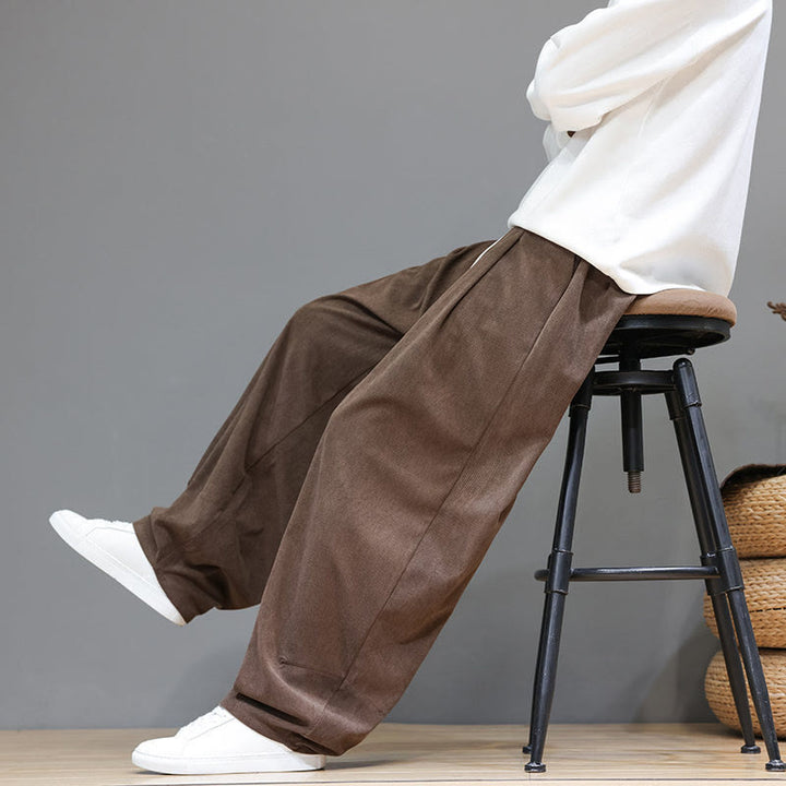 Pantalones harén de pana de algodón puro con bolsillos y diseño de Buddha Stones para hombre. - image 9