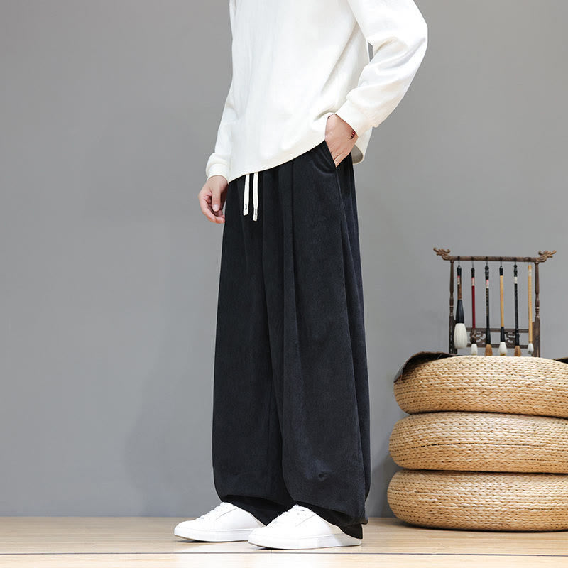 Pantalones harén de pana de algodón puro con bolsillos y diseño de Buddha Stones para hombre. - image 27