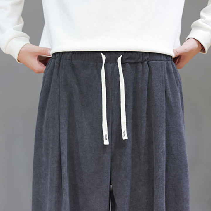 Pantalones harén de pana de algodón puro con bolsillos y diseño de Buddha Stones para hombre. - image 21
