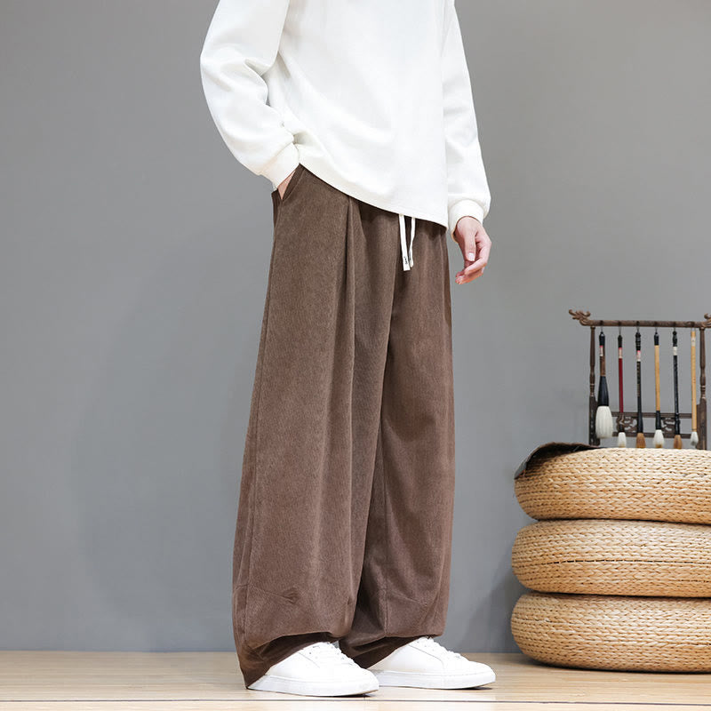 Pantalones harén de pana de algodón puro con bolsillos y diseño de Buddha Stones para hombre. - image 5