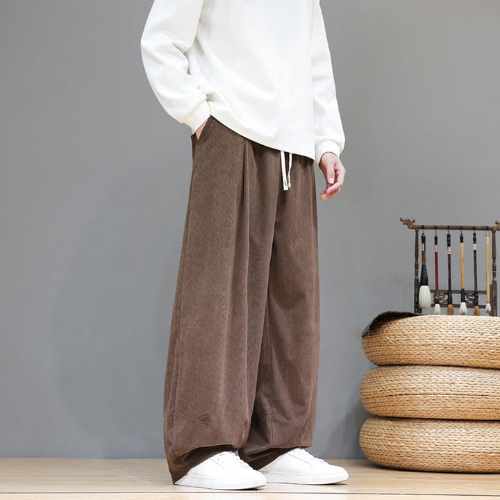 Pantalones harén de pana de algodón puro con bolsillos y diseño de Buddha Stones para hombre. - image 5