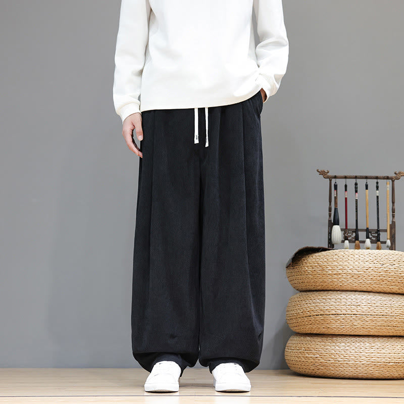 Pantalones harén de pana de algodón puro con bolsillos y diseño de Buddha Stones para hombre. - Negro - US/UK/AU46, EU56 (5XL) - image 23