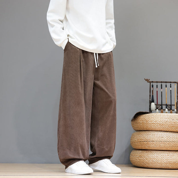 Pantalones harén de pana de algodón puro con bolsillos y diseño de Buddha Stones para hombre. - image 7