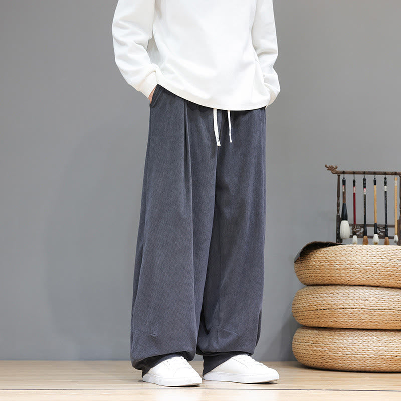 Pantalones harén de pana de algodón puro con bolsillos y diseño de Buddha Stones para hombre. - image 17