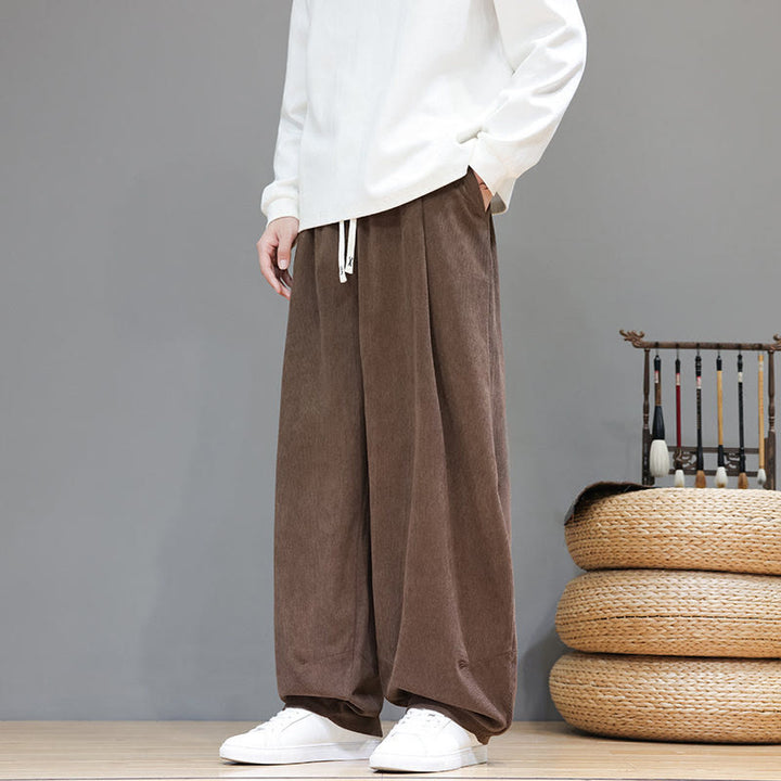 Pantalones harén de pana de algodón puro con bolsillos y diseño de Buddha Stones para hombre. - image 2