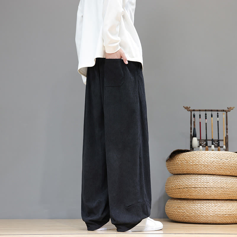 Pantalones harén de pana de algodón puro con bolsillos y diseño de Buddha Stones para hombre. - image 29