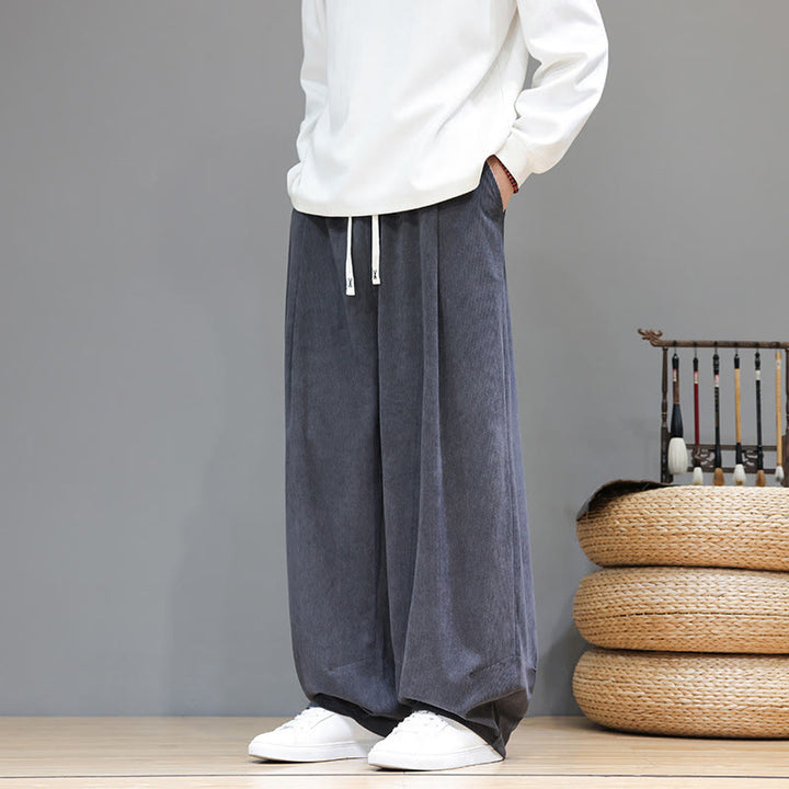 Pantalones harén de pana de algodón puro con bolsillos y diseño de Buddha Stones para hombre. - image 14