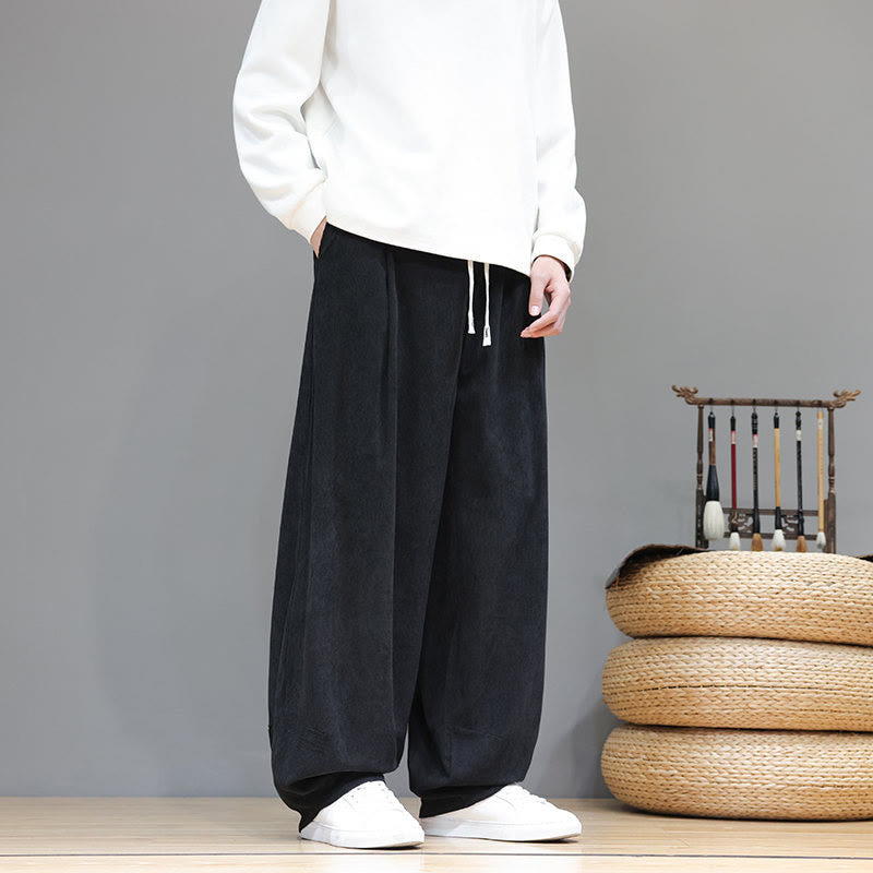 Pantalones harén de pana de algodón puro con bolsillos y diseño de Buddha Stones para hombre. - image 31