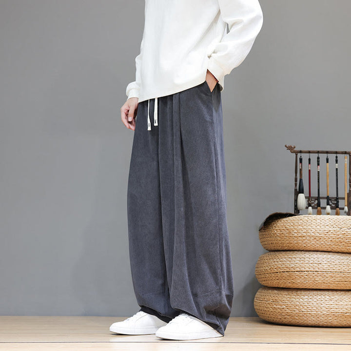 Pantalones harén de pana de algodón puro con bolsillos y diseño de Buddha Stones para hombre. - image 13