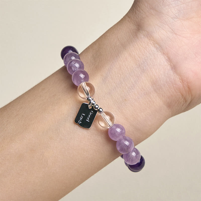 Pulsera de amuleto de la suerte con Buddha Stones, amatista, cuarzo rosa y cuarzo fresa - image 4