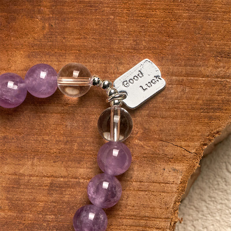 Pulsera de amuleto de la suerte con Buddha Stones, amatista, cuarzo rosa y cuarzo fresa - image 3