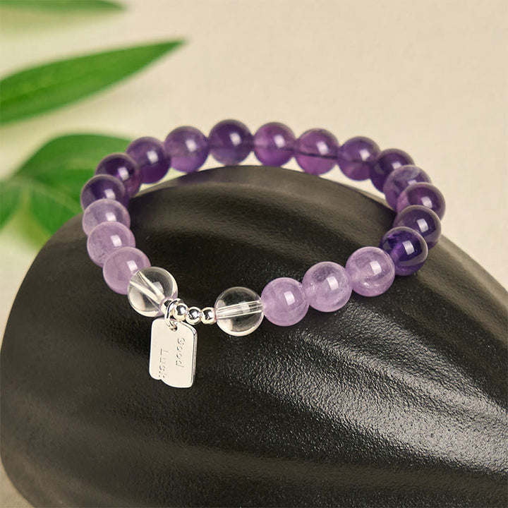 Pulsera de amuleto de la suerte con Buddha Stones, amatista, cuarzo rosa y cuarzo fresa - image 2
