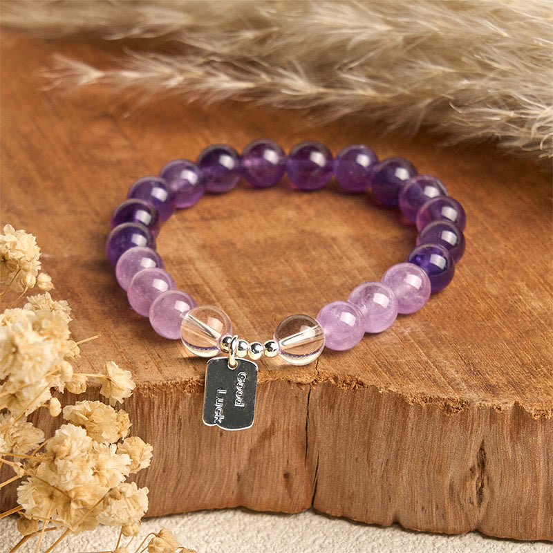 Pulsera de amuleto de la suerte con Buddha Stones, amatista, cuarzo rosa y cuarzo fresa - image 1