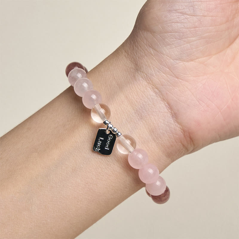 Pulsera de amuleto de la suerte con Buddha Stones, amatista, cuarzo rosa y cuarzo fresa - image 16